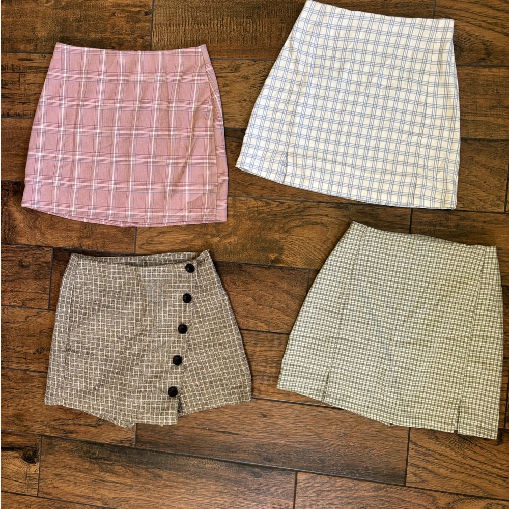 Plaid Mini Skirt Set - 15 each